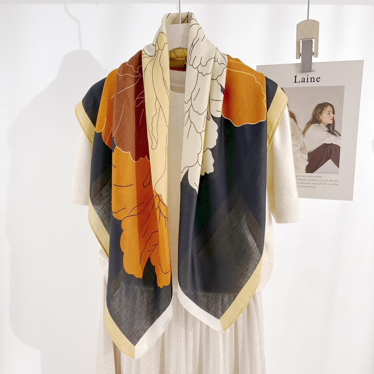 H3064 Orange Print Scarf