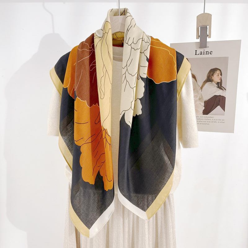 H3064 Orange Print Scarf