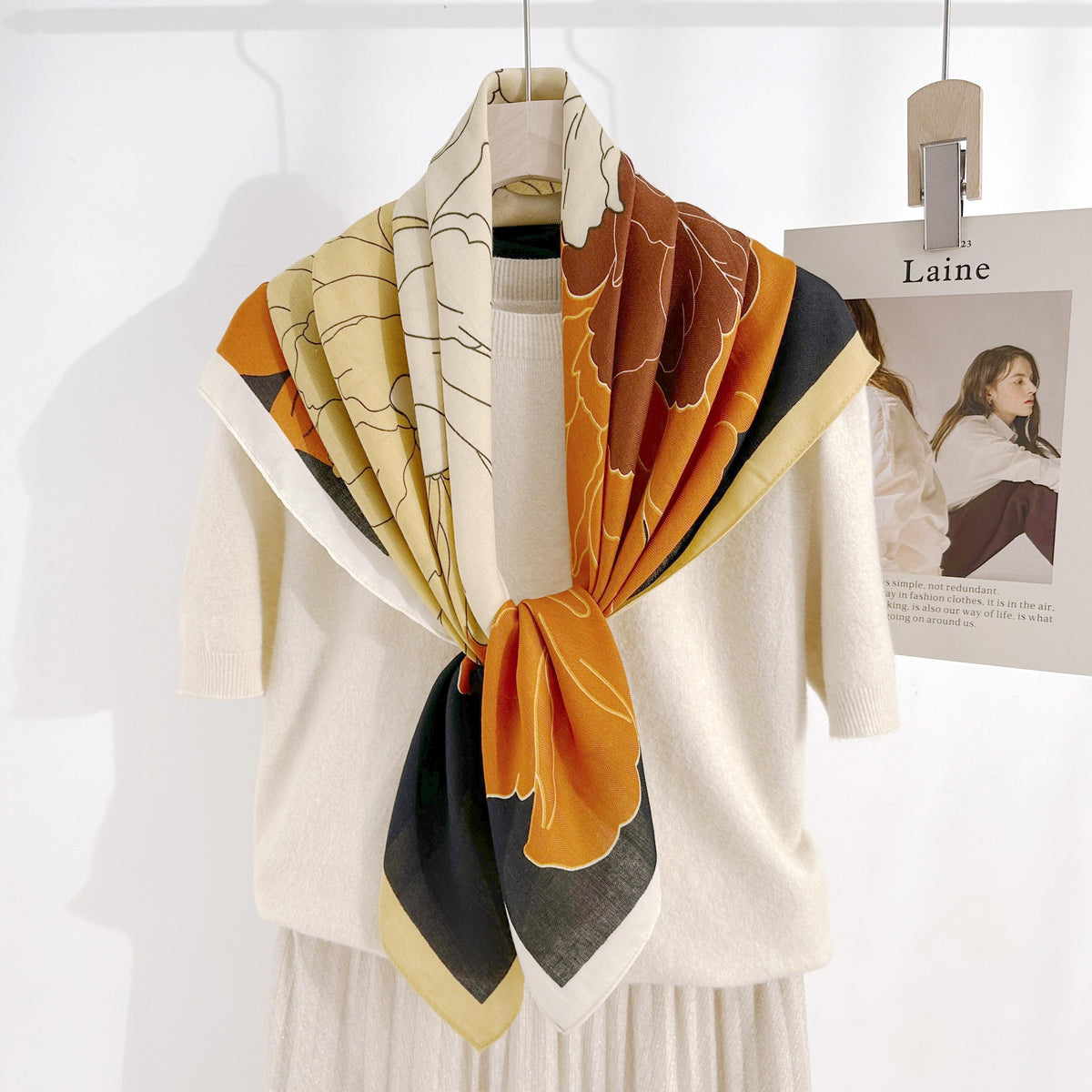 H3064 Orange Print Scarf