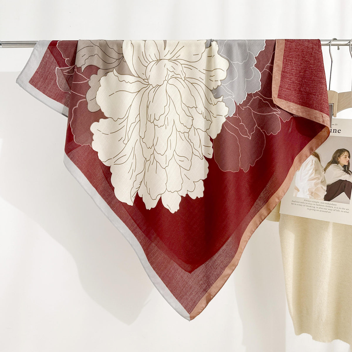 H3064 Red Print Scarf