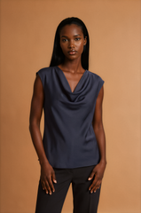 H1028 Black Cowl Neck Top