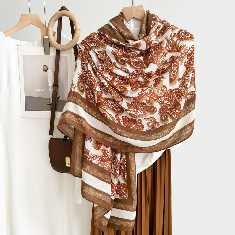 H3055 Brown Paisley Scarf