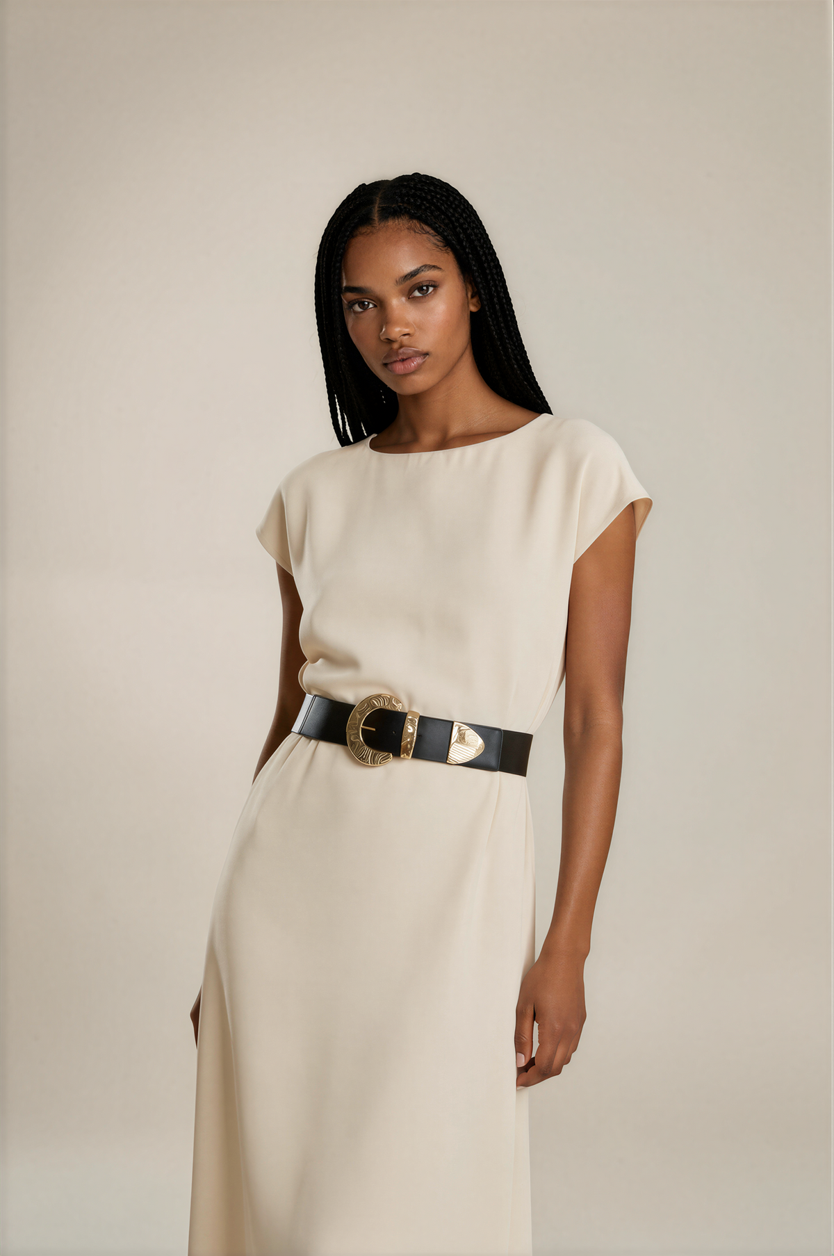 H3051 Black Belt With Gold Buckle
