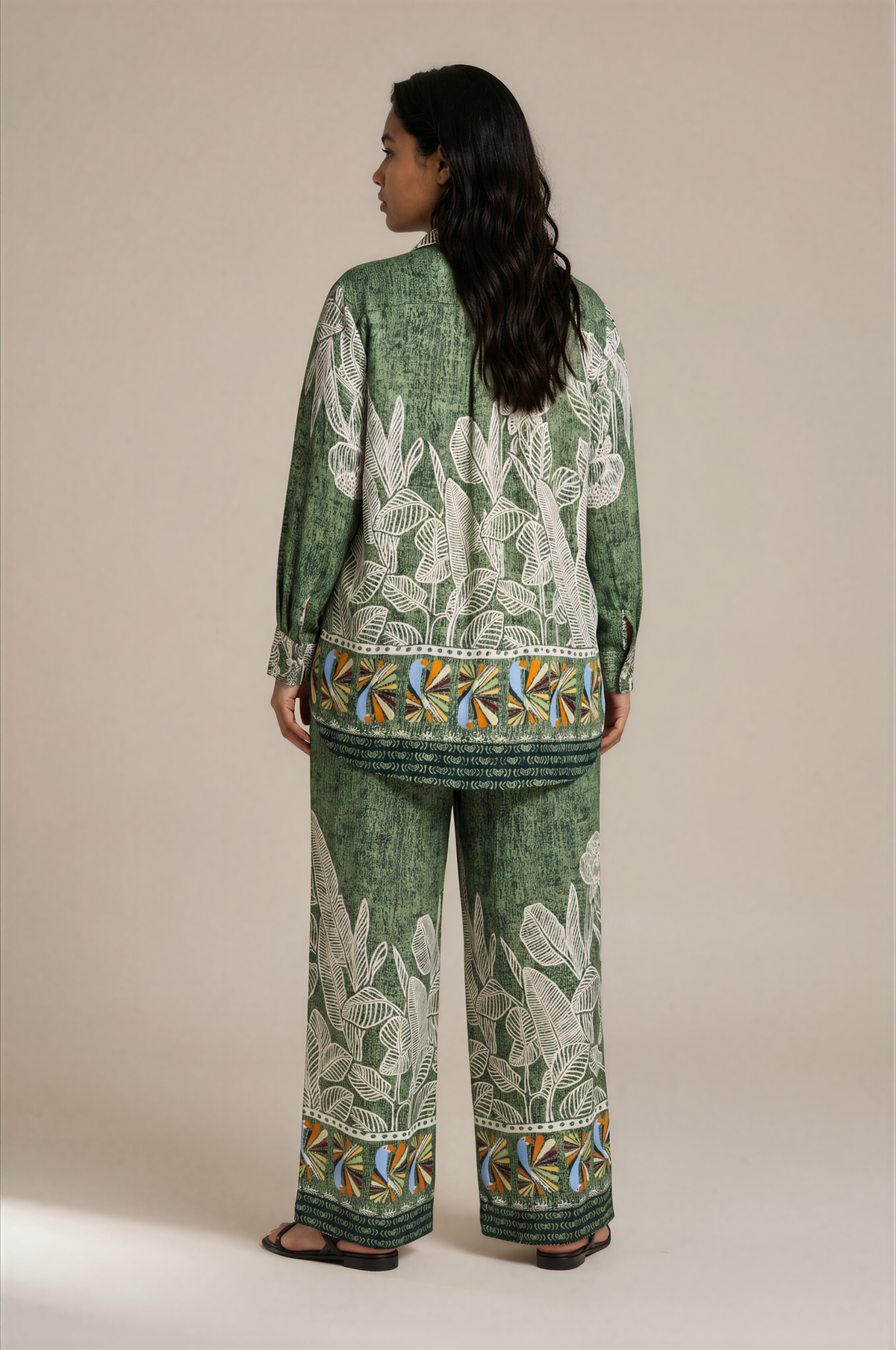 H3003 Green Geo-Print Pants