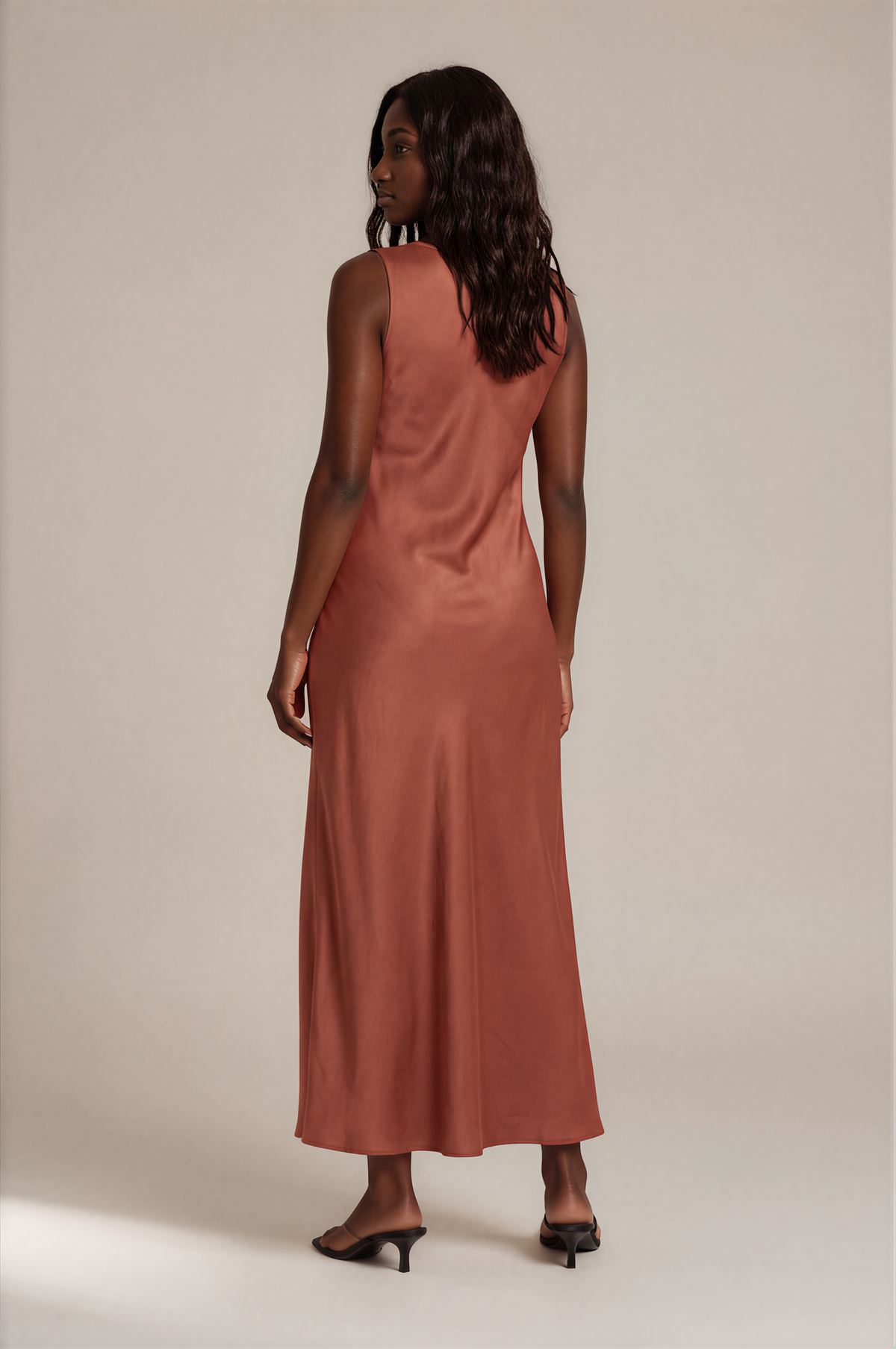 H3012 Rust Maxi Silky Dress