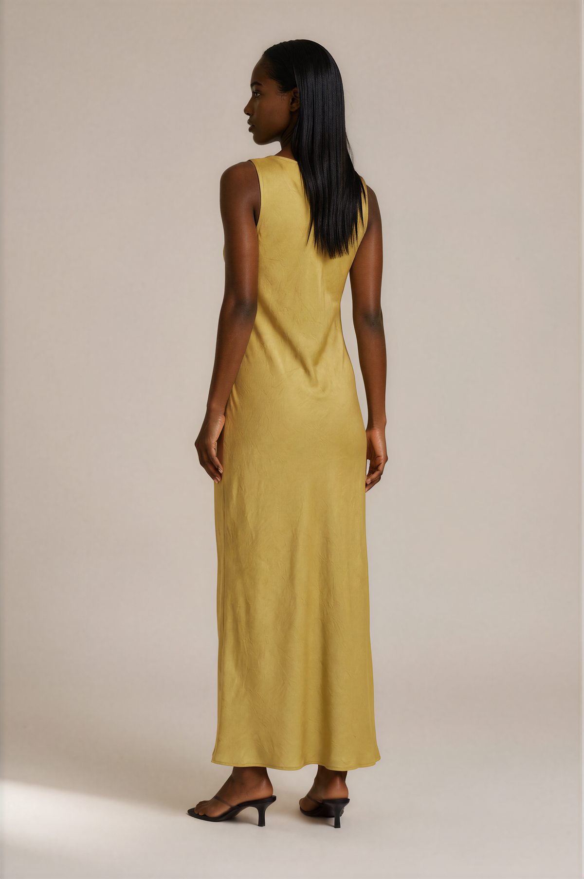 H3011 Lime Green Silky Dress