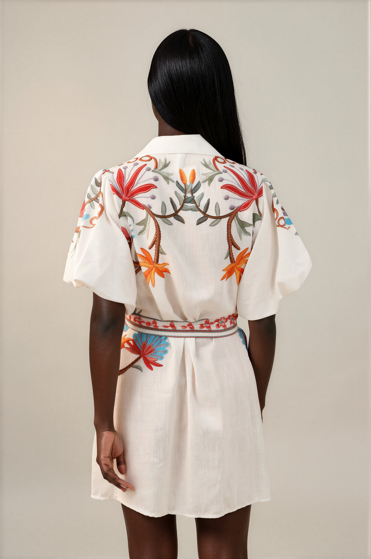 H3005 Cream Printed Dress