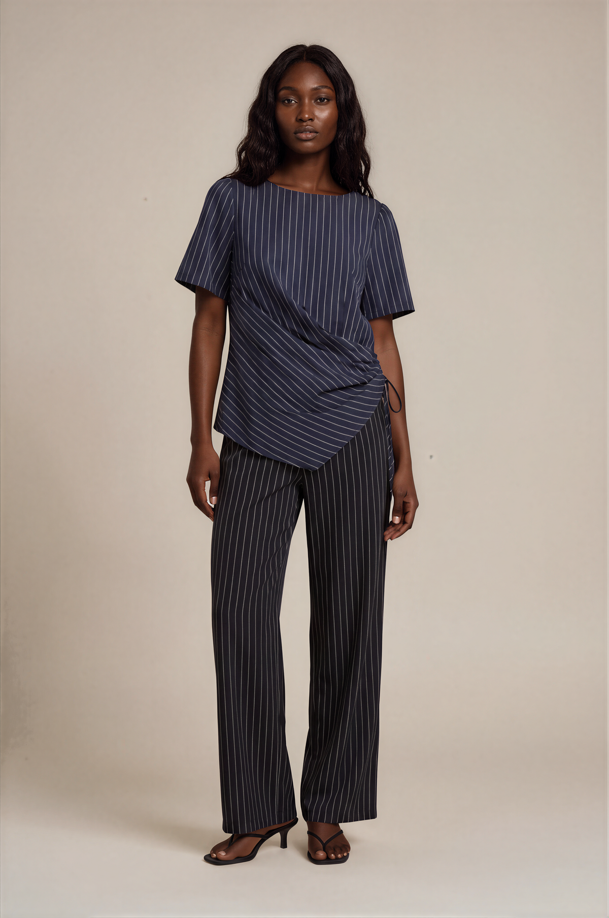 H3025 Striped Marine Blue Pants