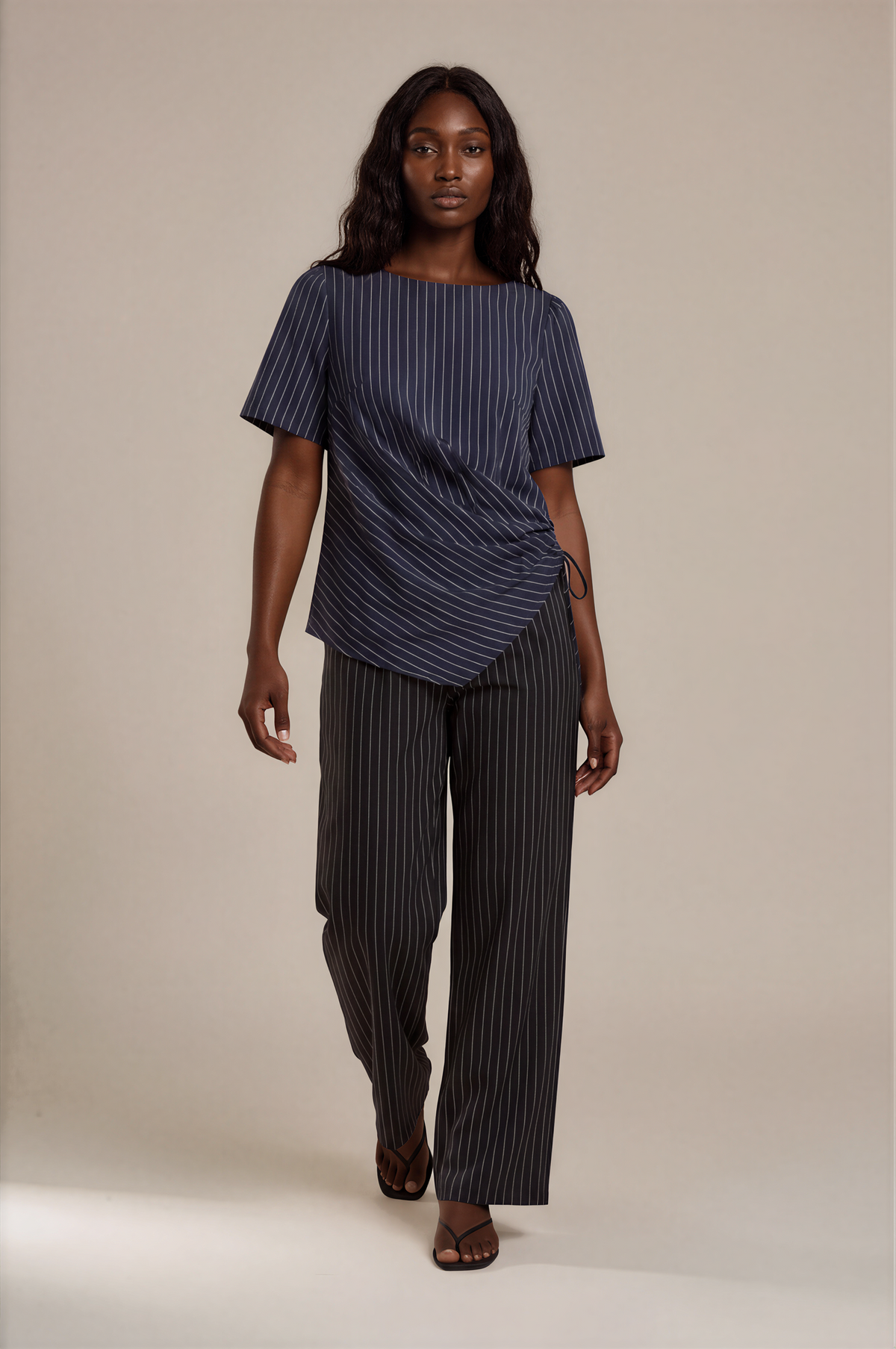 H3024 Striped Marine Blue Top