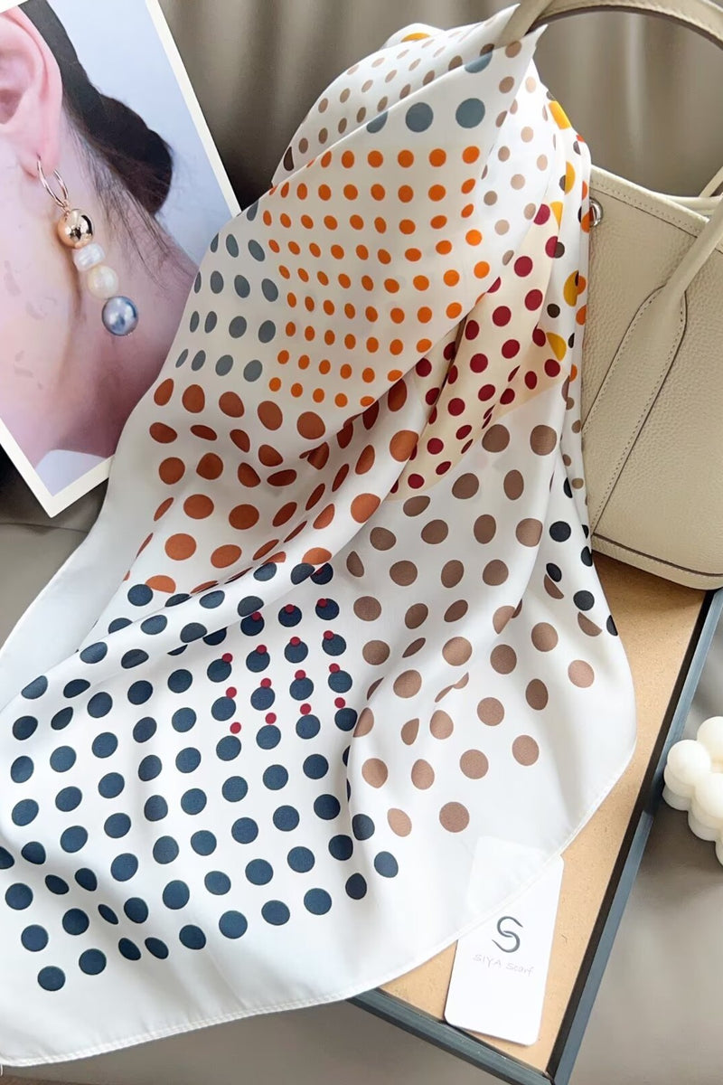 H3043 Cream Polk-a-dot Scarf