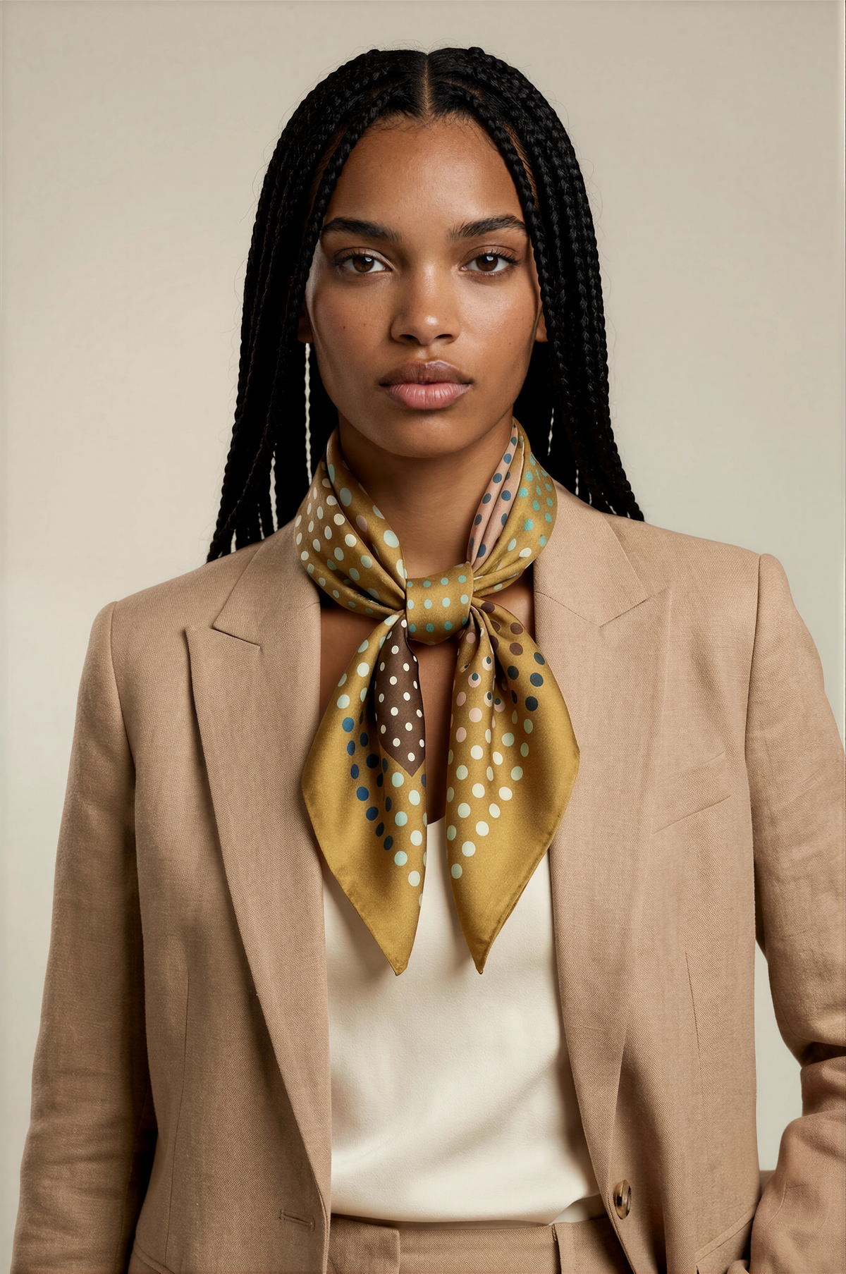 H3041 Mustard Polk-a-dot Scarf