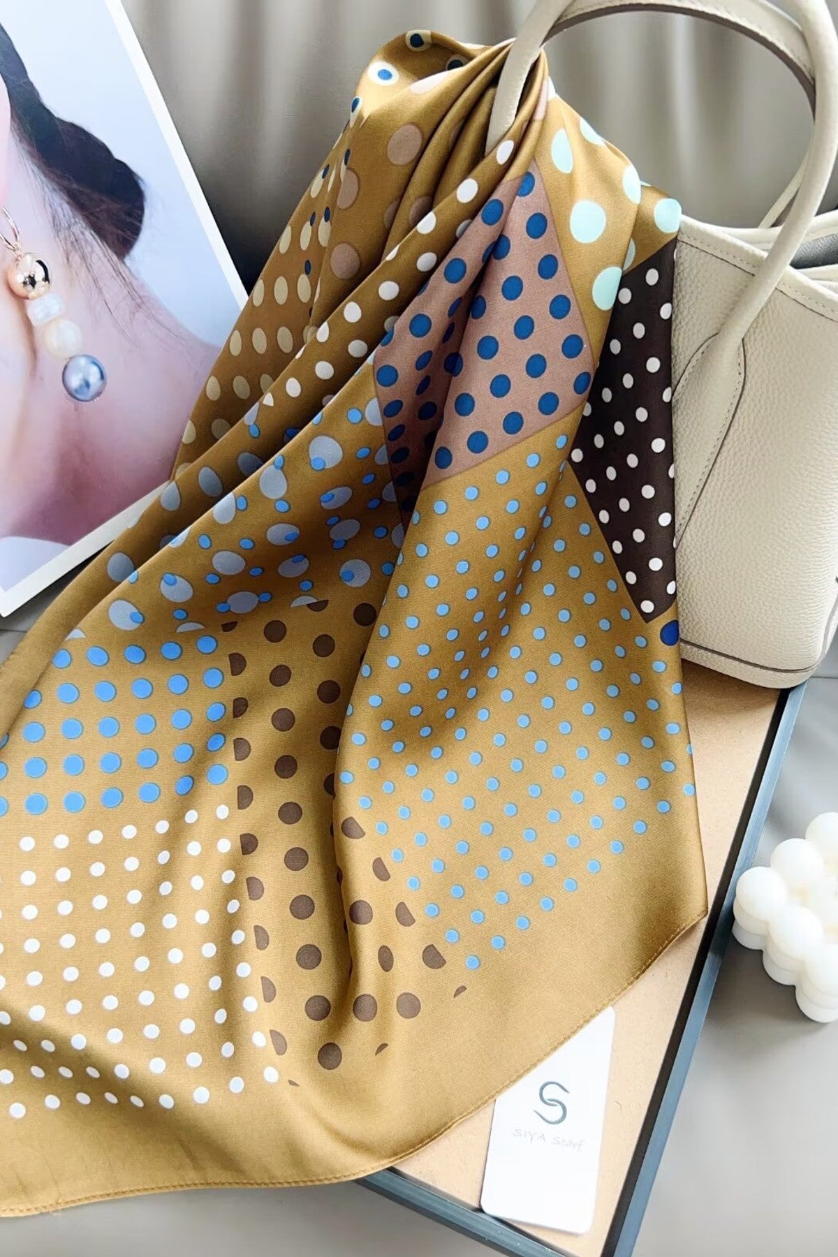 H3041 Mustard Polk-a-dot Scarf