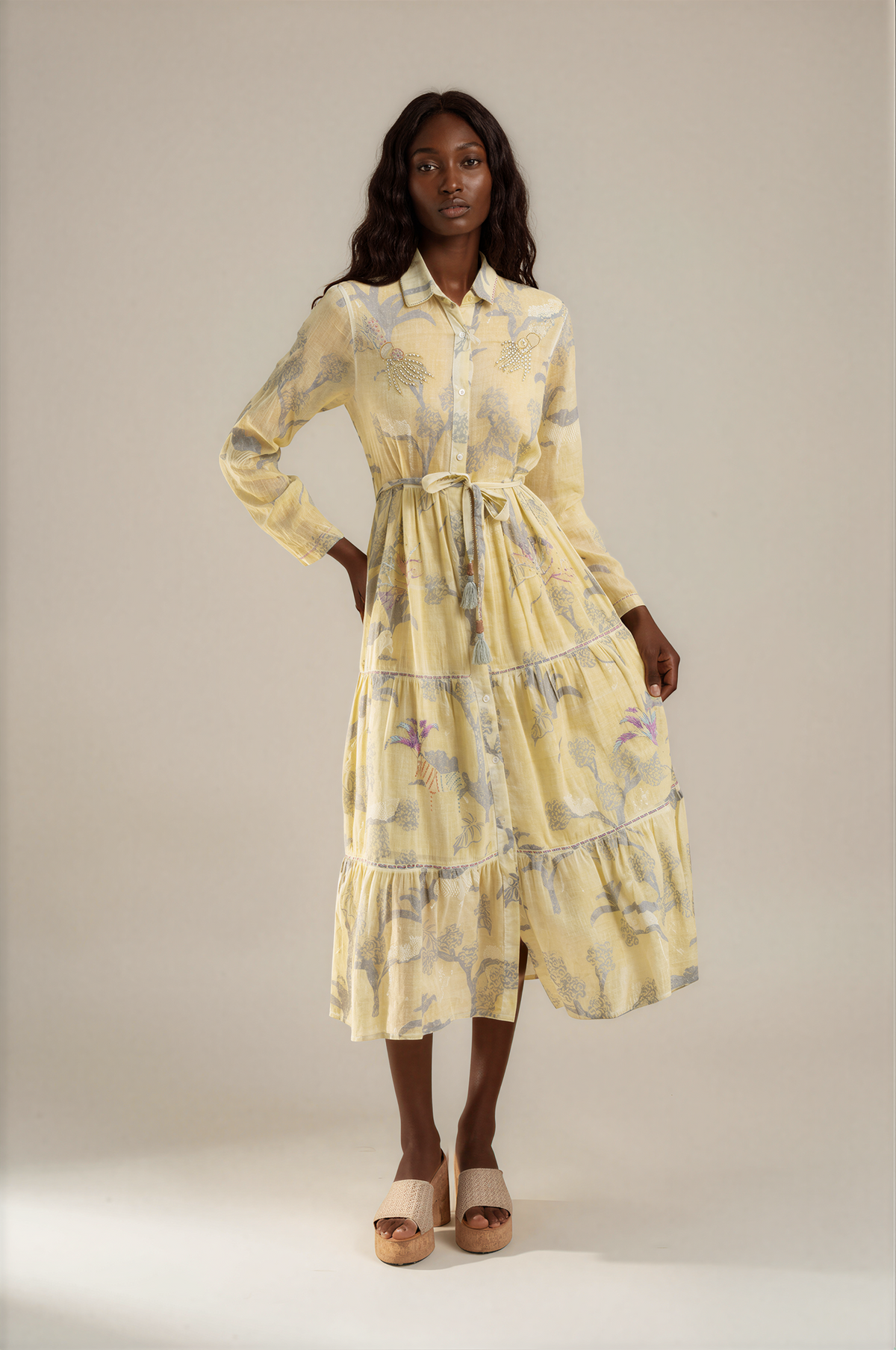 H3081 Yellow Floral Midi