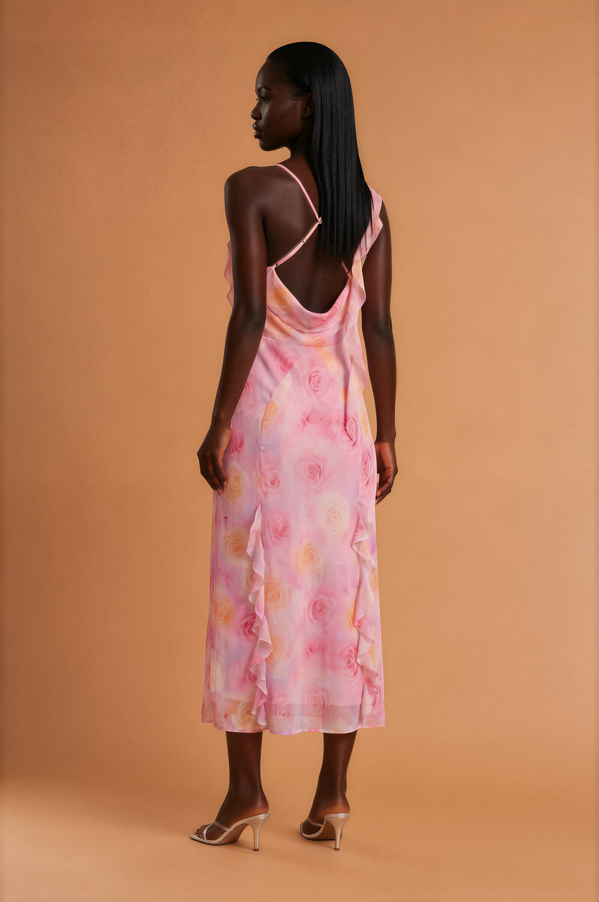 H2013 Rose Print Midi Dress