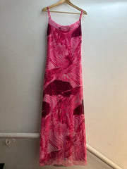 GG1007 Pink Spiral Print Mesh Maxi