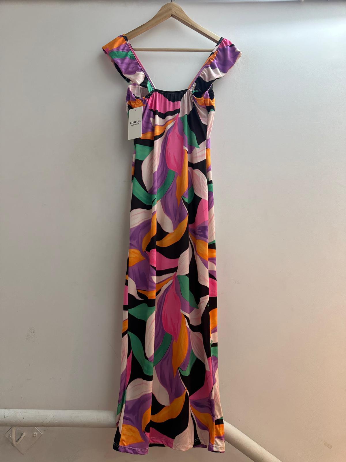 GG1014 Black Leaf Print Midi