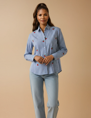 GG2003 Blue Checkered Blouse