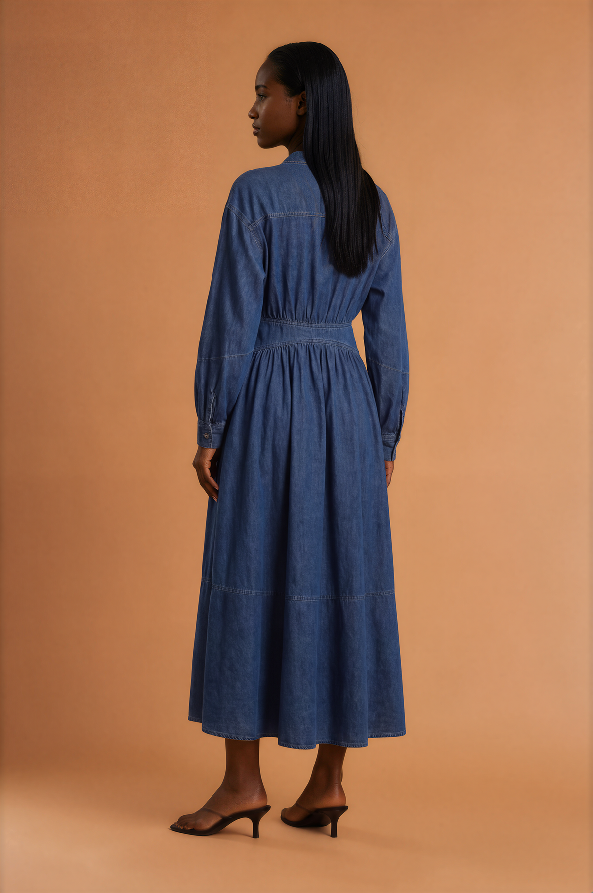 H2029 Jean Long Sleeve Wrap Maxi