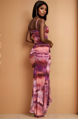 GG4100 La Fleur Mesh Ruffle Gown