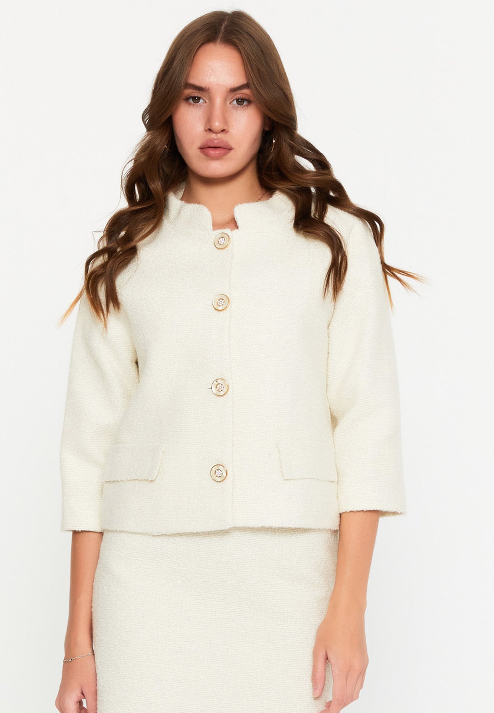 DD5127 White Tweed Skirt
