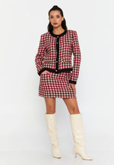 DD503 Red Tweed Patterned Skirt