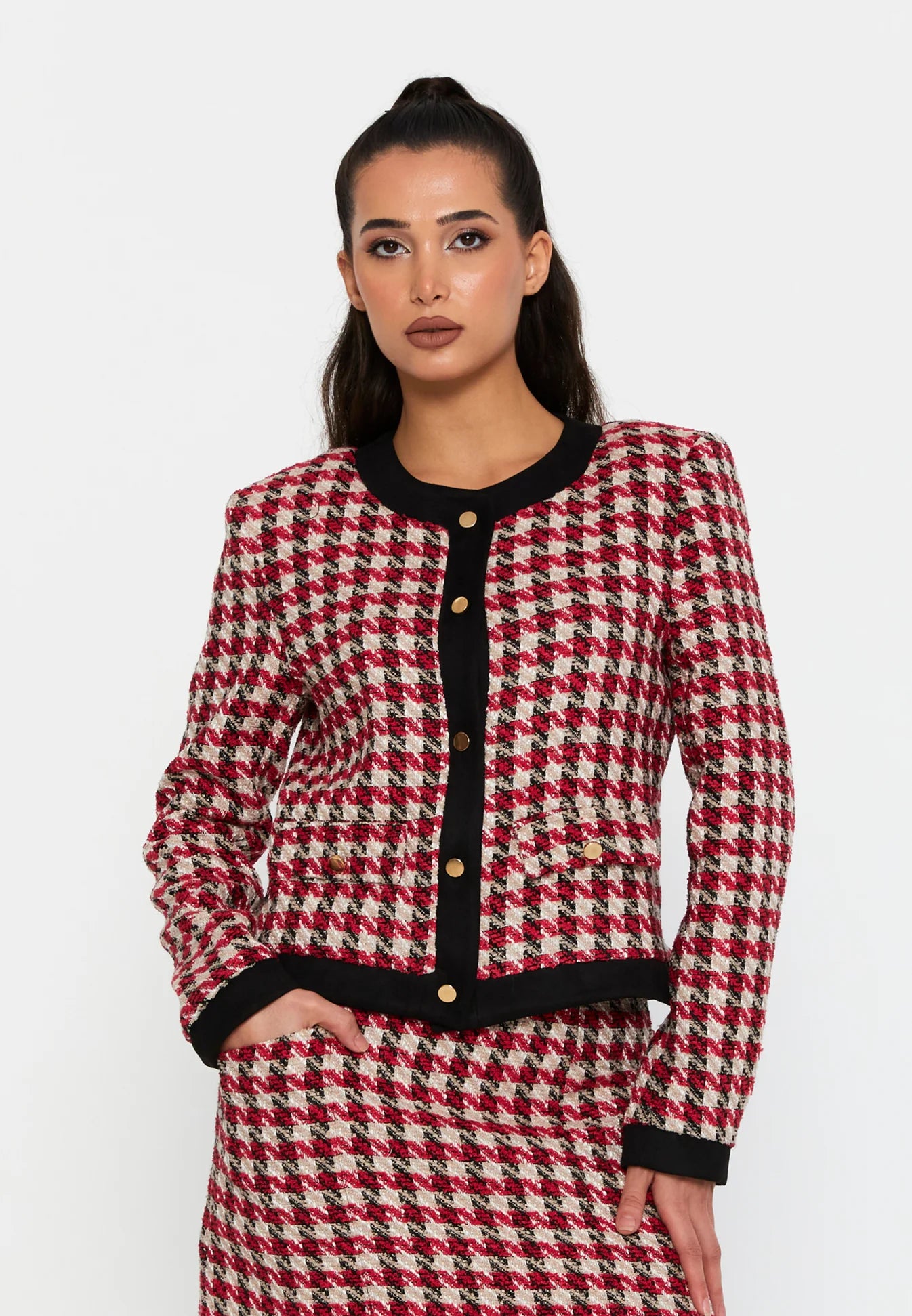 DD503 Red Tweed Patterned Skirt
