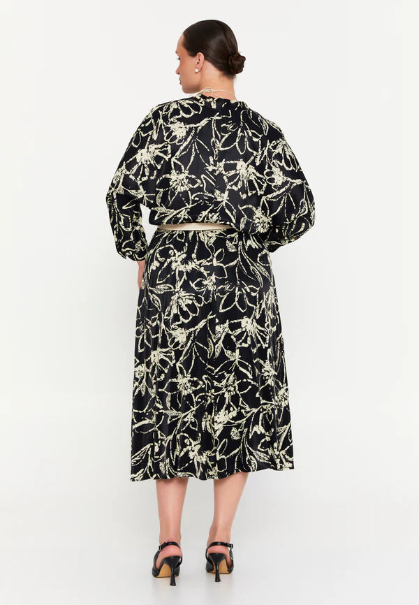GG3044 BW Floral Midi Dress