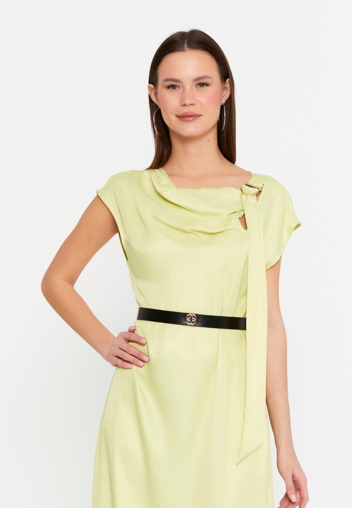 DD8027 Yellow Satin Midi