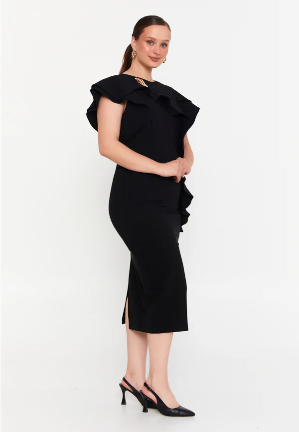 GG3039 Black Frill Official Dress