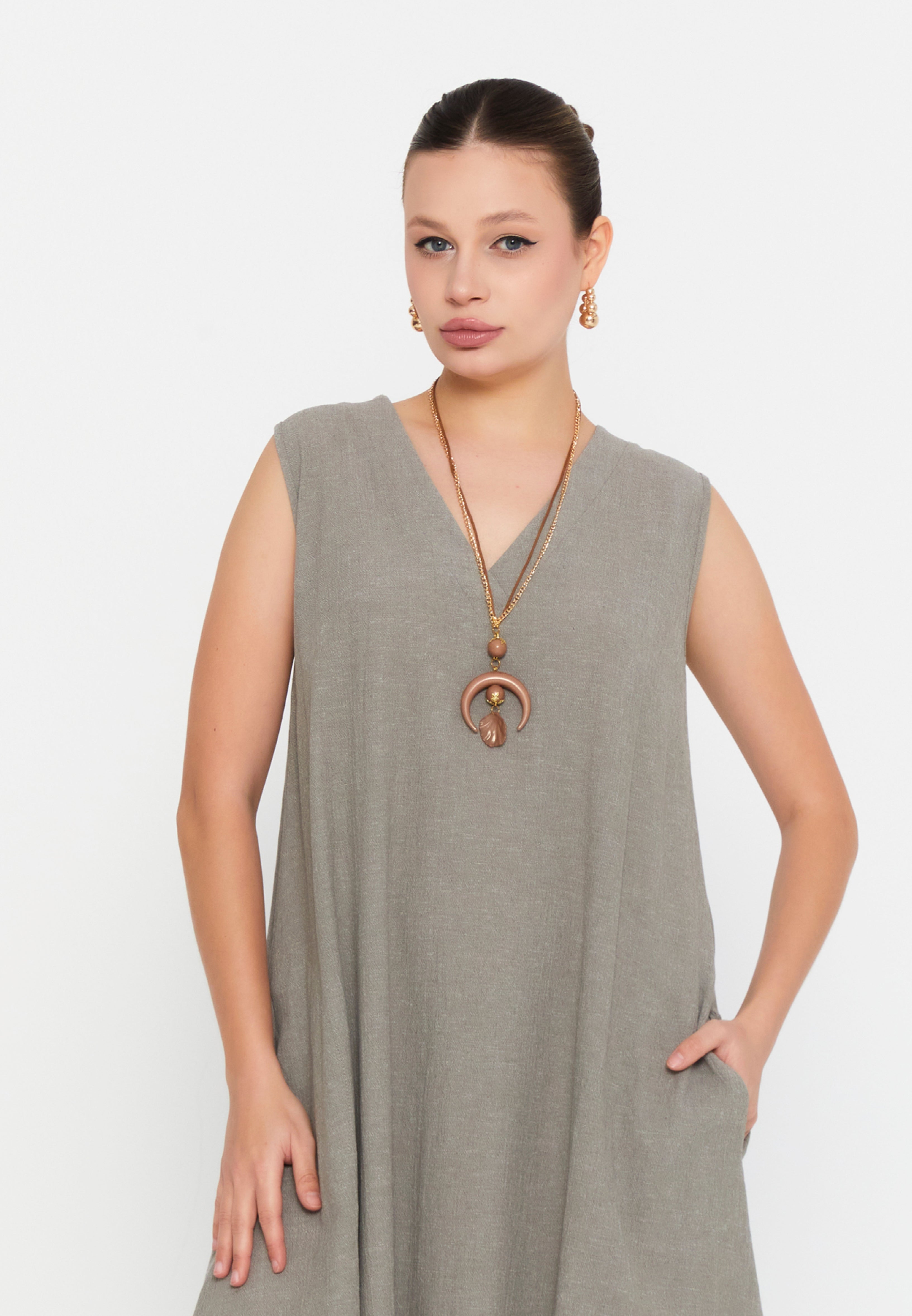 DD8034 Linen Midi Free Flow Dress