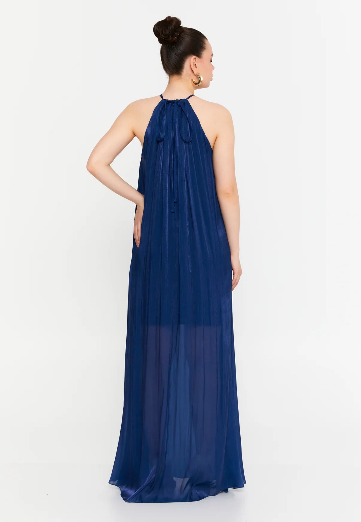GG3012 Navy Chiffon Maxi Dress