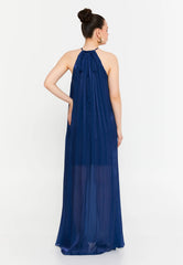 GG3012 Navy Chiffon Maxi Dress