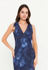 GG3024 Blue Floral Midi Dress
