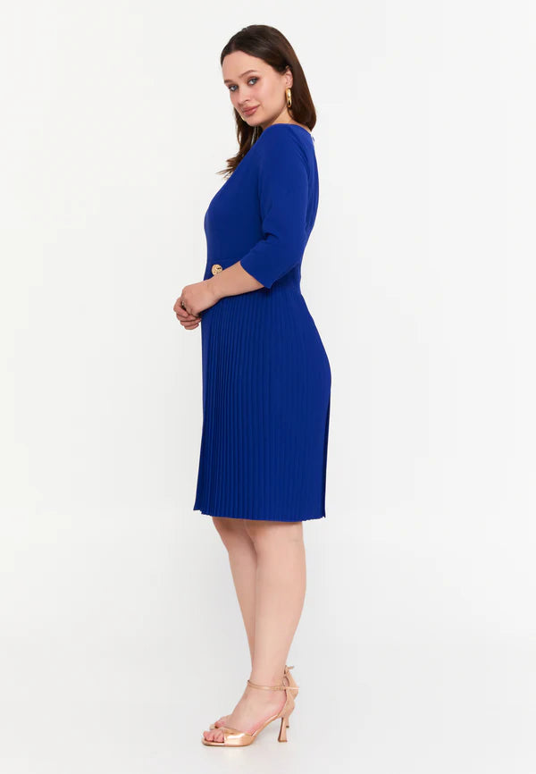 GG3029 Sax Blue Pleated Official Dress