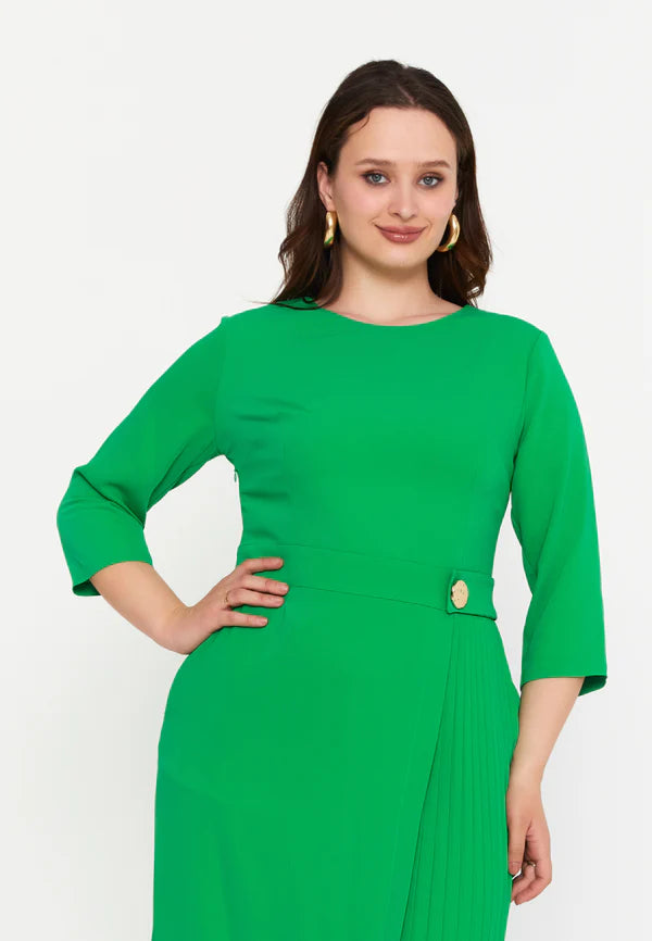 GG3030 Green Pleated Official Dress