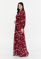 GG3017 Burgundy Floral Skirt