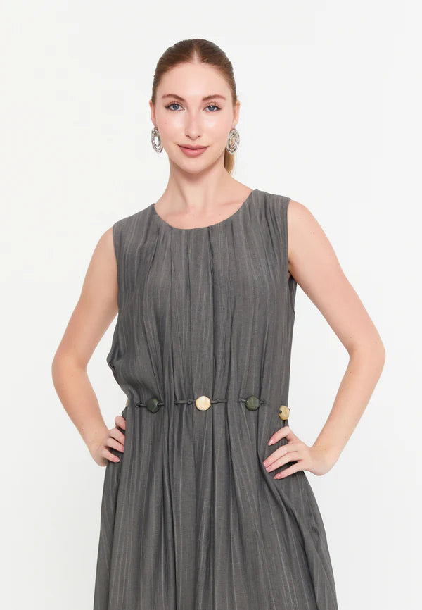 GG3037 Grey Crinkled Midi