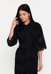 GG3004 Black Lace Midi Dress