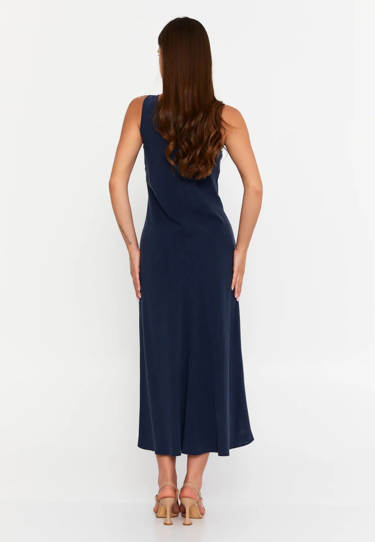 GG3002 Navy Blue Linen Midi