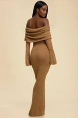 GG4107 Mocha OFF/S WOOL KNIT DRESS