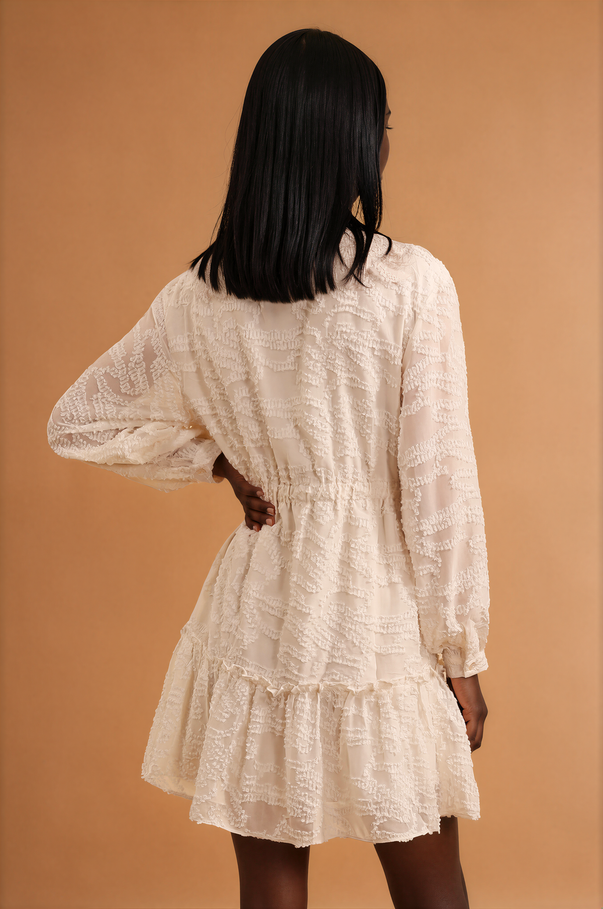 H1014 Cream Baby Doll Dress