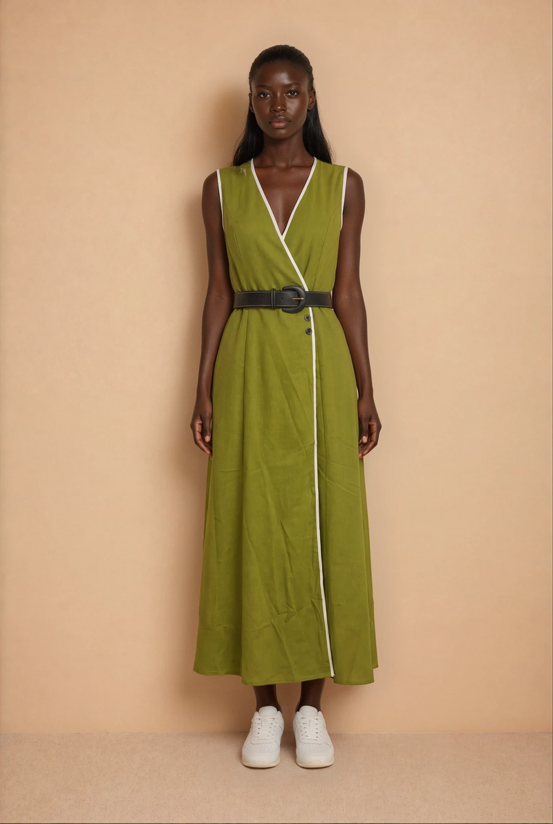 GG2101 Green & White Trim Midi