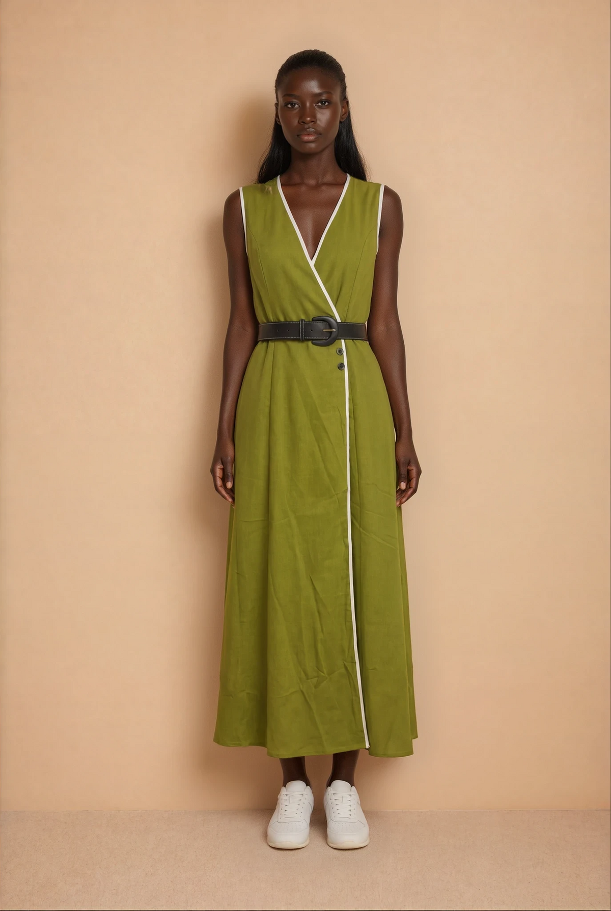 GG2101 Green & White Trim Midi