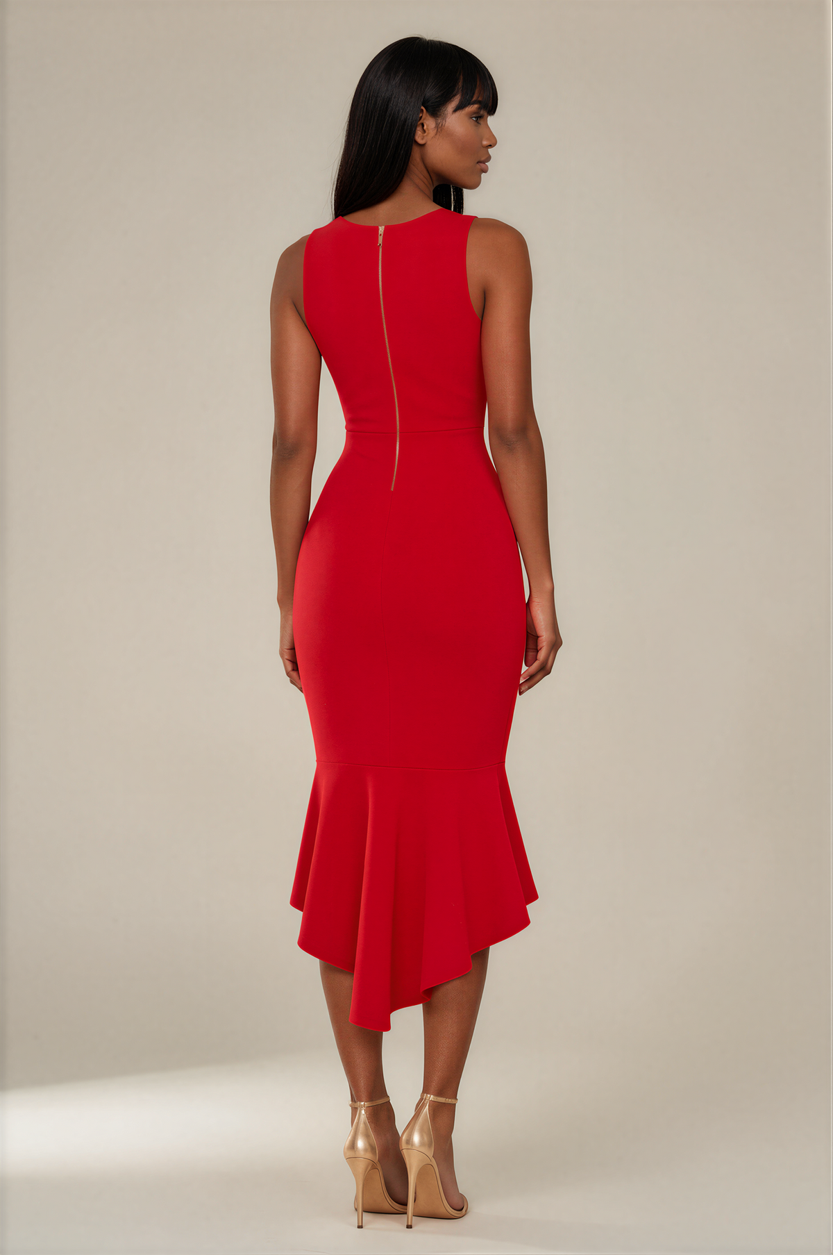 H3157 Red Isla Mermaid Midi Dress