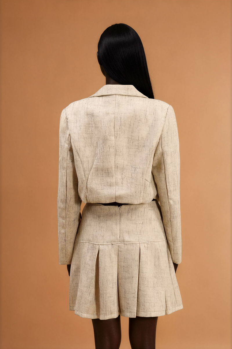 H1006 Cream Tweed Skirt