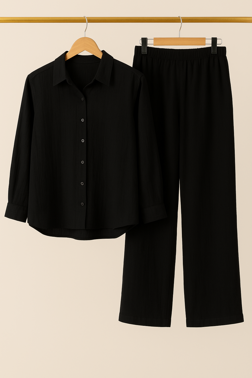 GG1055 Black Casual Button Up Blouse