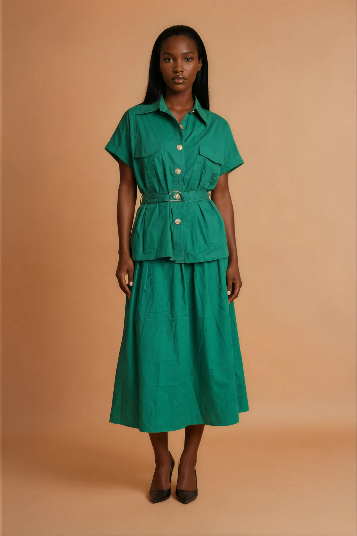 GG2158 Green Belted Top