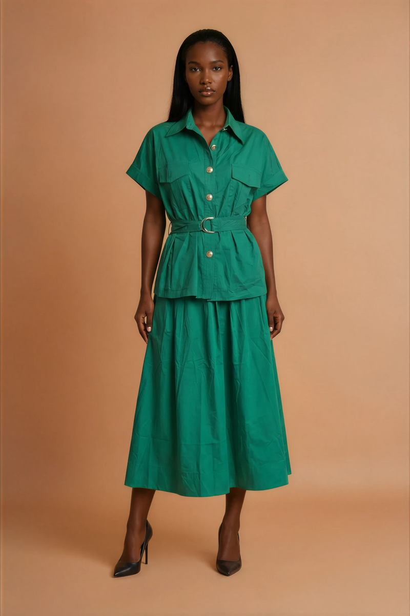 GG2158 Green Belted Top