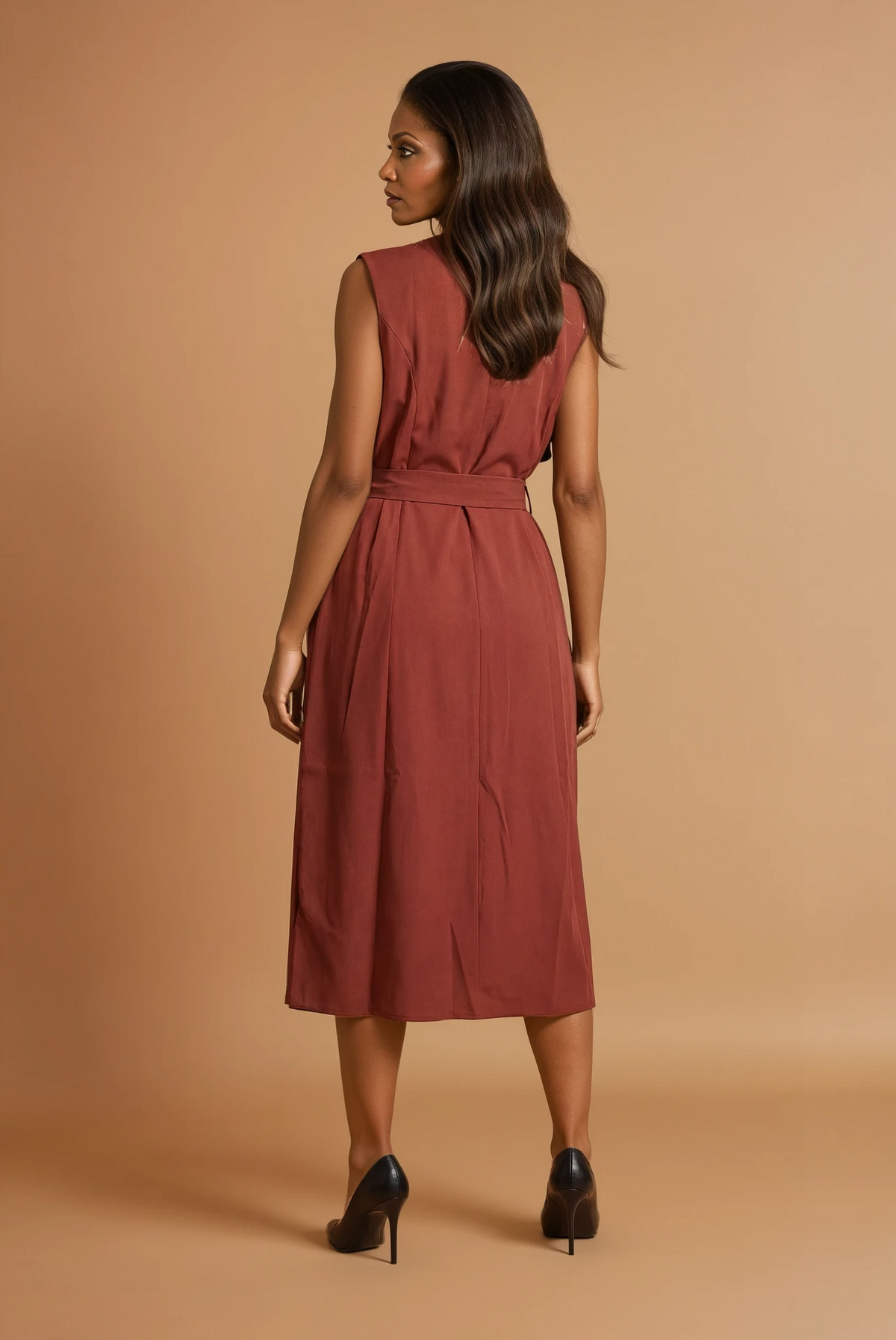 GG2166 Red Sleeveless Midi
