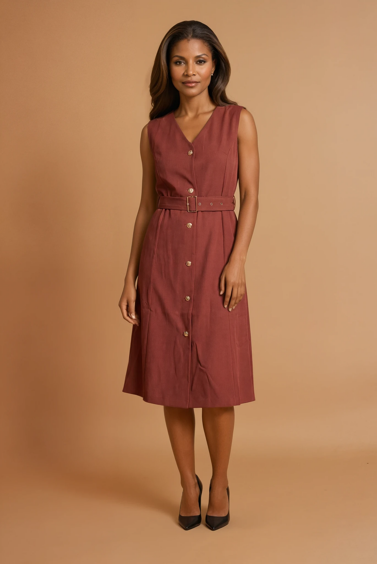 GG2166 Red Sleeveless Midi